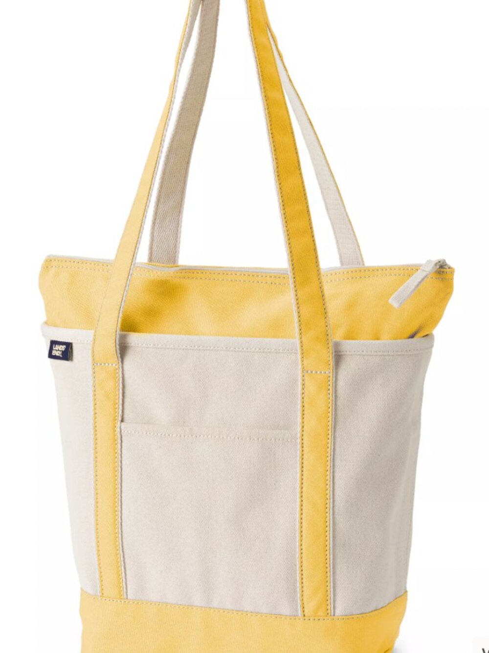 Lands End Medium Canvas Tote Long handle zipper 5 pocket goldenrod travel bag